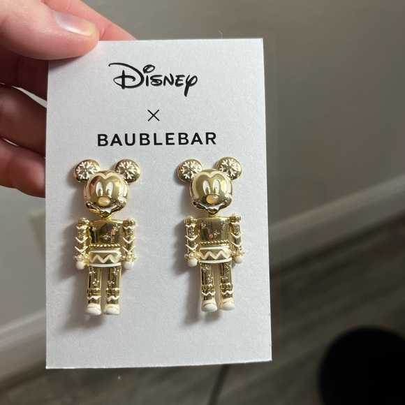Disney x Baublebar Christmas Gold Mickey Mouse Nutcracker Dangle Earring… - Picture 3 of 4